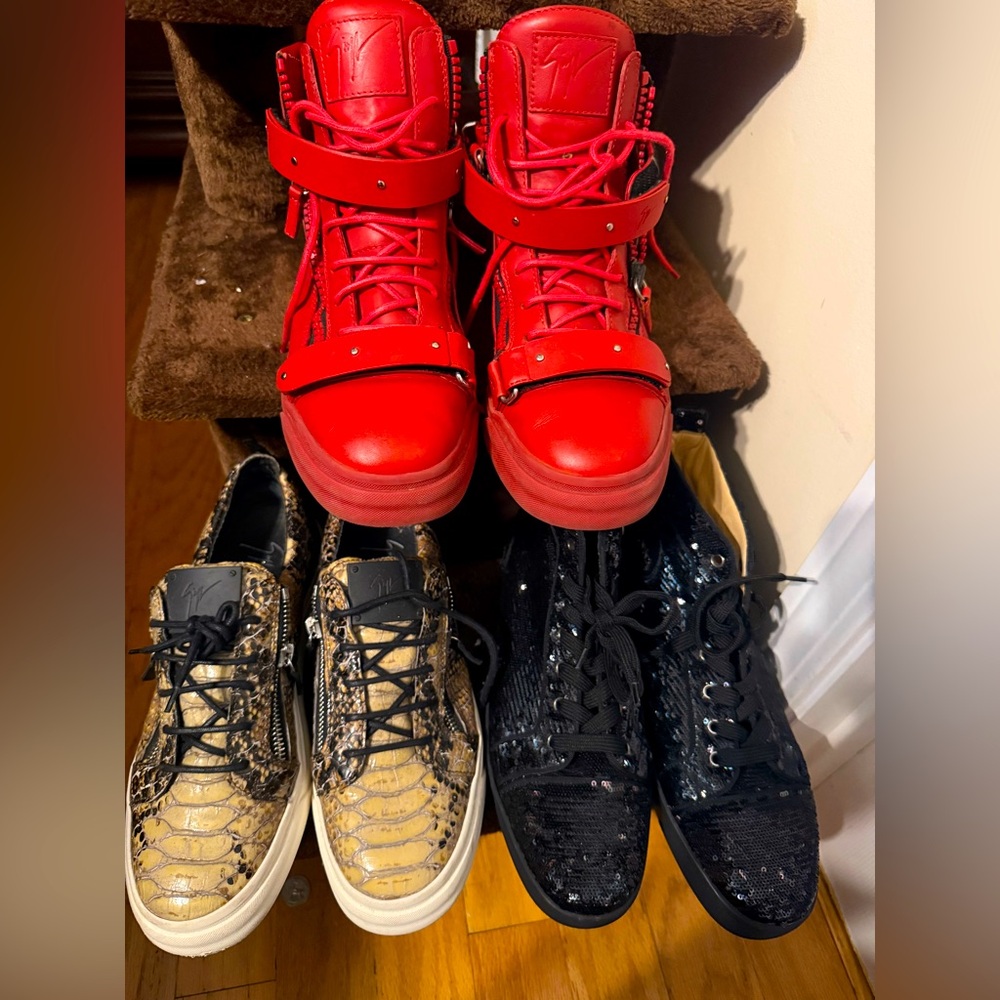 Men’s Sneaker Bundle.2 pair of Giuseppe Zanotti’s 1 pair of Christian Louboutin